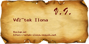 Vétek Ilona névjegykártya